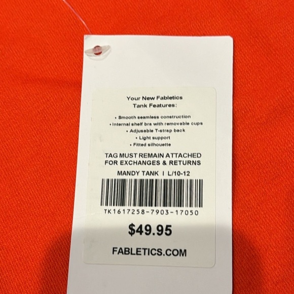 NWT Fabletics Women’s Tanktop Orange Size Large - Picture 4 of 4